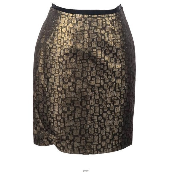 ⭐️FSP⭐️ LOFT‎ Formal Gold Shimmer Lined Skirt - Picture 1 of 14